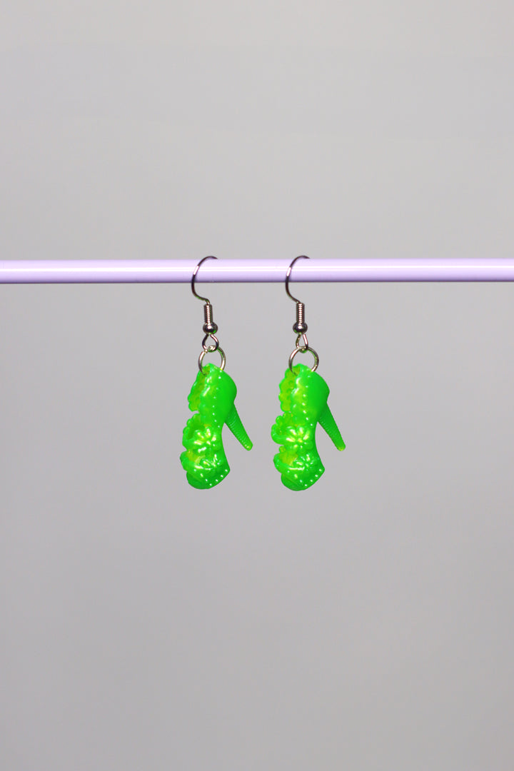 Ohrringe Pumps Neongrüne Blumen