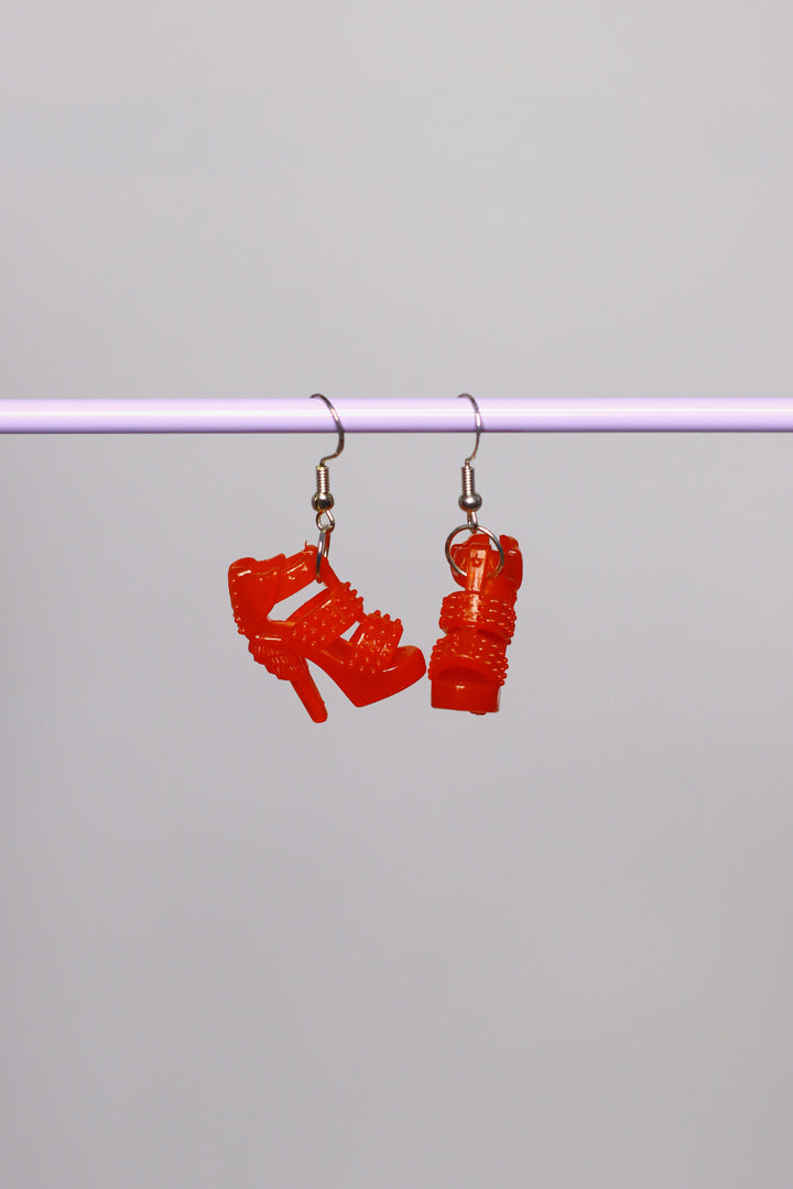 Ohrringe High Heels Transparent Rot