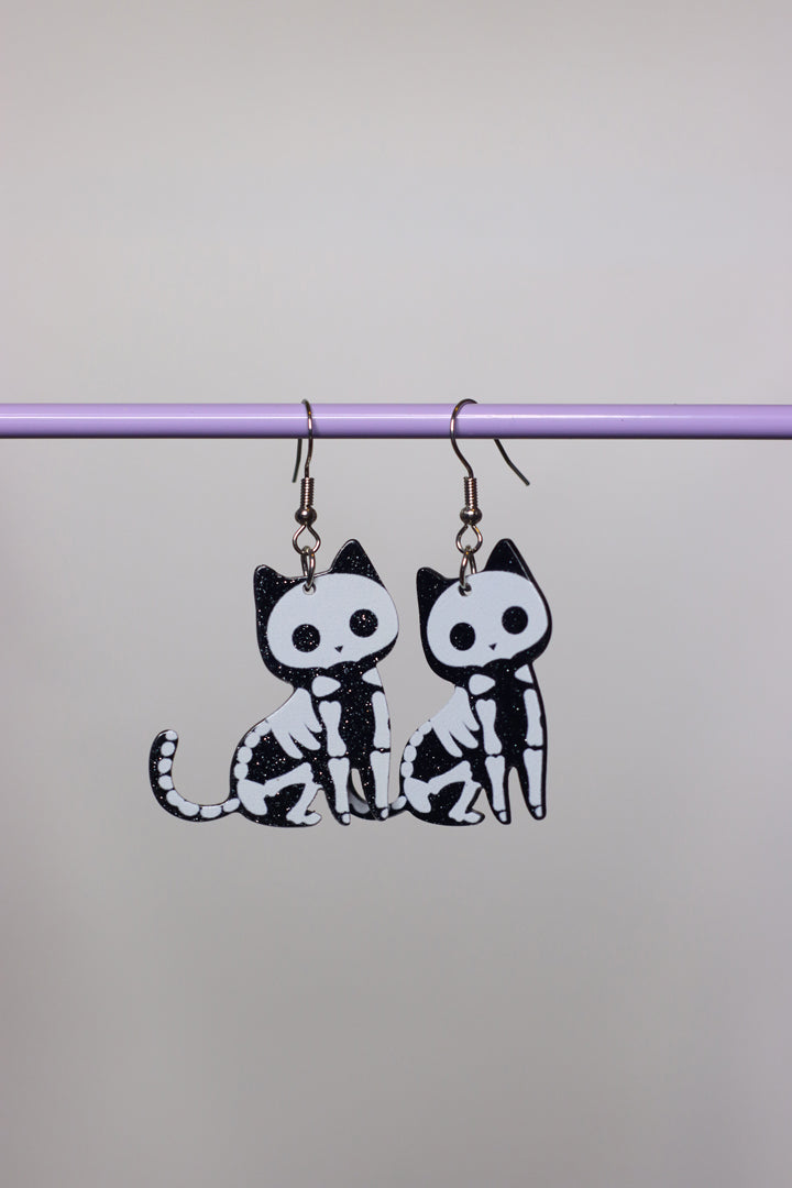 Ohrringe Skelett-Katze
